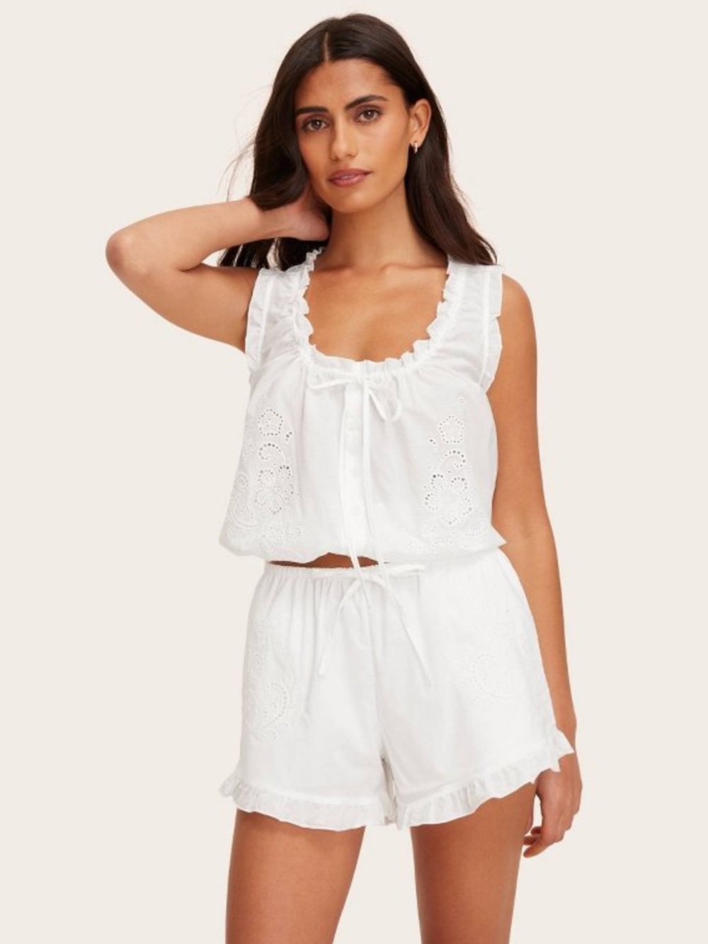 Parke x Target White Eyelet Ruffle Tank Top NWT Size M